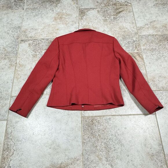 Talbots Quilted Jacket Womens 10 Pique Zipper Long Sleeve Blazer Rust Red - Picture 8 of 11
